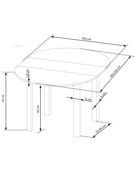 RINGO stół kolor blat kaszmir, nogi - czarny (102-142x102x76 cm) (2p 1szt)