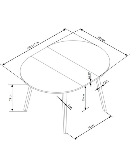 RUBEN stół kolor blat - kaszmir, nogi - naturalny (102-142x102x75 cm) (2p 1szt)