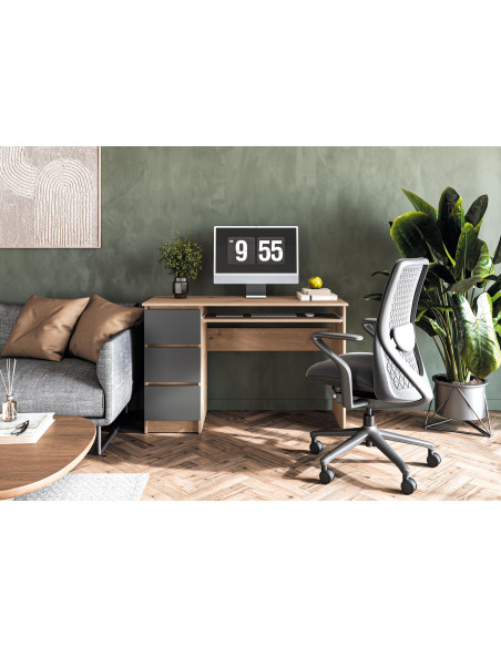 CINO biurko, dąb artisan / grafitowy
