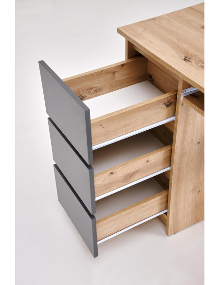 CINO biurko, dąb artisan / grafitowy