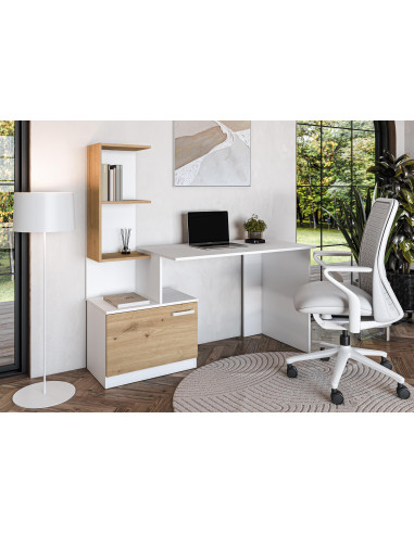 MISO biurko, biały / dąb artisan