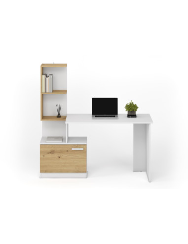 MISO biurko, biały / dąb artisan