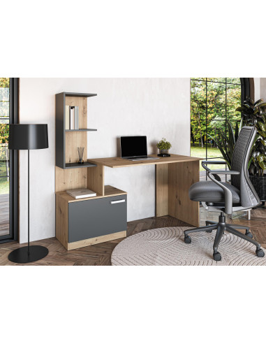 MISO biurko, grafitowy / dąb artisan