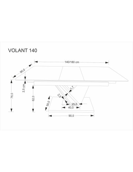 VOLANT 140 stół rozkładany, blat - czarny marmur, nogi - dąb złoty / czarny