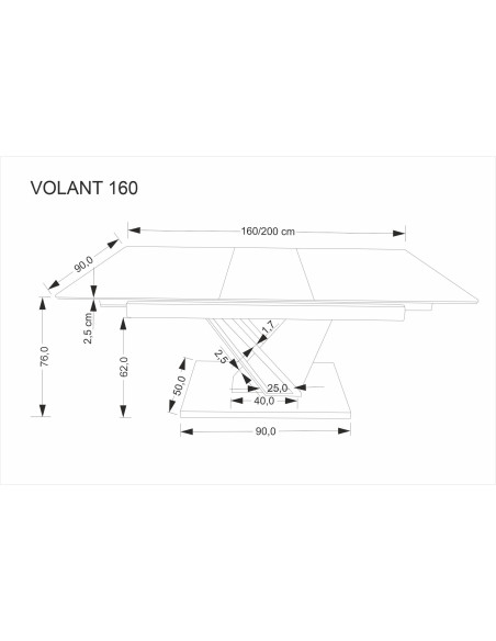 VOLANT 160 stół rozkładany, blat - czarny marmur, nogi - dąb złoty / czarny