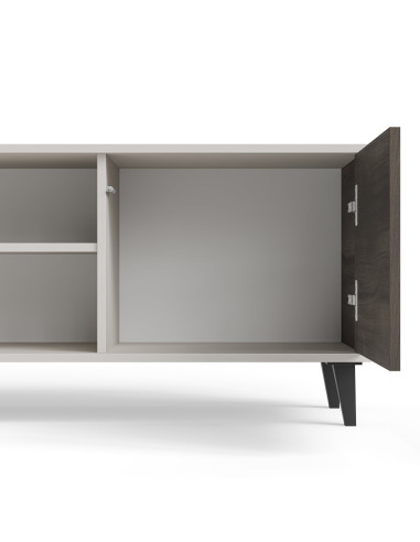 RANDOM 2 RTV-K stolik RTV 180 cm z kominkiem kaszmir / orzech / czarny (3p 1szt)