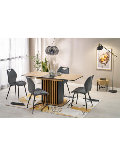 WILSON stół rozkładany, blat - dąb artisan / czarny, nogi - dąb artisan / czarny