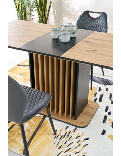 WILSON stół rozkładany, blat - dąb artisan / czarny, nogi - dąb artisan / czarny 2