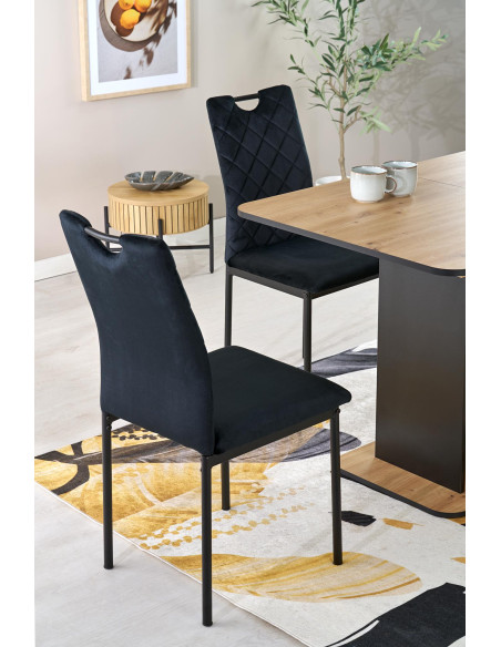 WILSON stół rozkładany, blat - dąb artisan / czarny, nogi - dąb artisan / czarny