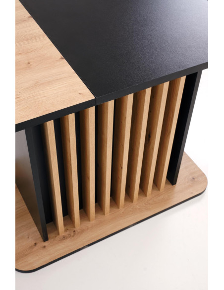 WILSON stół rozkładany, blat - dąb artisan / czarny, nogi - dąb artisan / czarny