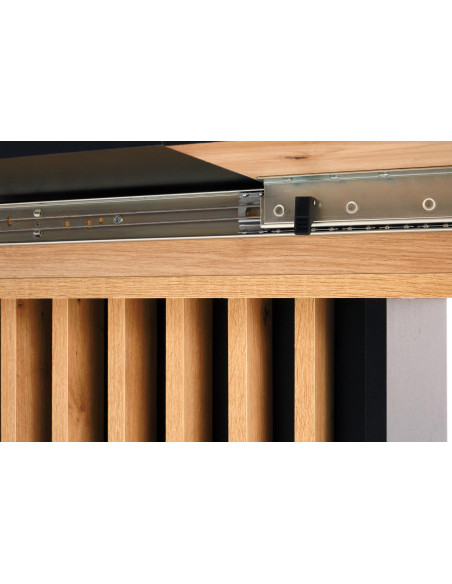 WILSON stół rozkładany, blat - dąb artisan / czarny, nogi - dąb artisan / czarny