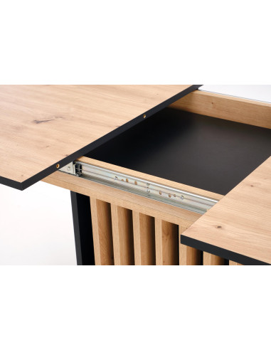 WILSON stół rozkładany, blat - dąb artisan / czarny, nogi - dąb artisan / czarny