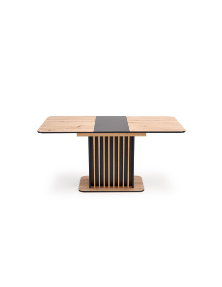 WILSON stół rozkładany, blat - dąb artisan / czarny, nogi - dąb artisan / czarny