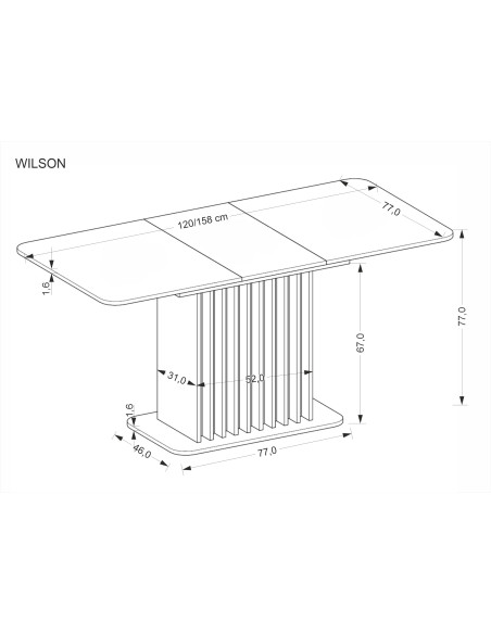 WILSON stół rozkładany, blat - dąb artisan / czarny, nogi - dąb artisan / czarny