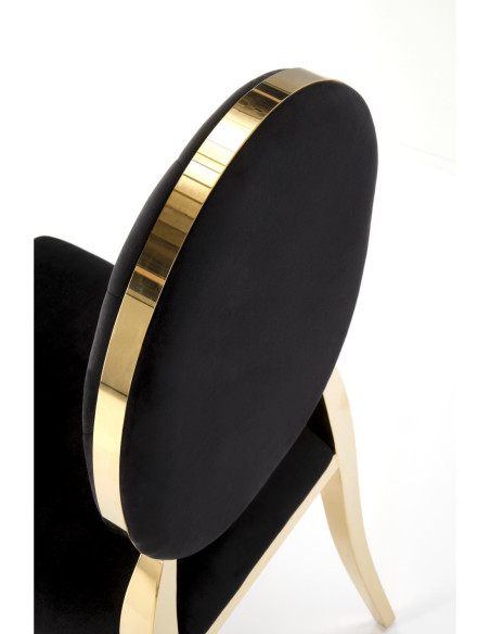 K556 Krzesło Czarne Velvet Pikowane Stal Chromowana Złota | Styl Glamour