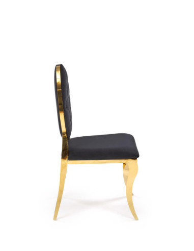 K556 Krzesło Czarne Velvet Pikowane Stal Chromowana Złota | Styl Glamour