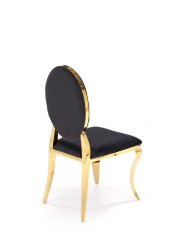 K556 Krzesło Czarne Velvet Pikowane Stal Chromowana Złota | Styl Glamour