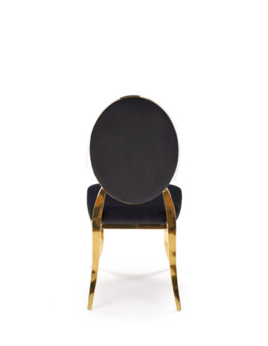 K556 Krzesło Czarne Velvet Pikowane Stal Chromowana Złota | Styl Glamour