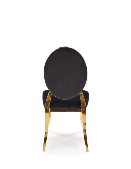 K556 Krzesło Czarne Velvet Pikowane Stal Chromowana Złota | Styl Glamour