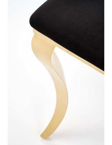 K556 Krzesło Czarne Velvet Pikowane Stal Chromowana Złota | Styl Glamour