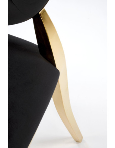 K556 Krzesło Czarne Velvet Pikowane Stal Chromowana Złota | Styl Glamour