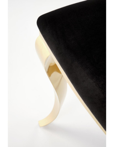 K556 Krzesło Czarne Velvet Pikowane Stal Chromowana Złota | Styl Glamour