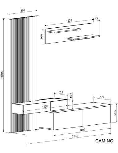CAMINO zestaw, kolor: dąb artisan - kaszmir