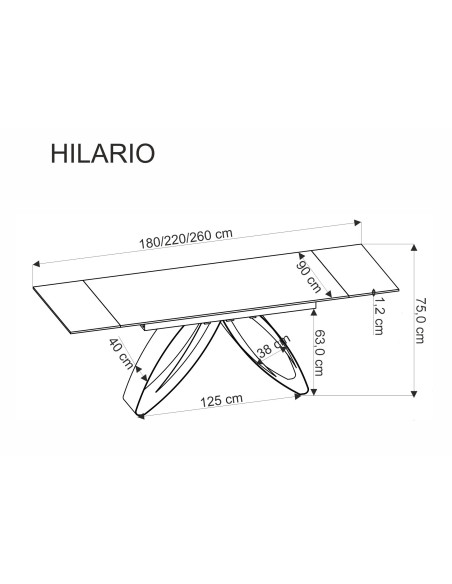 HILARIO stół rozkładany, blat - czarny marmur, nogi - czarny (3p 1szt)