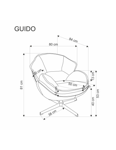 GUIDO fotel wypoczynkowy popielaty (1p 1szt)