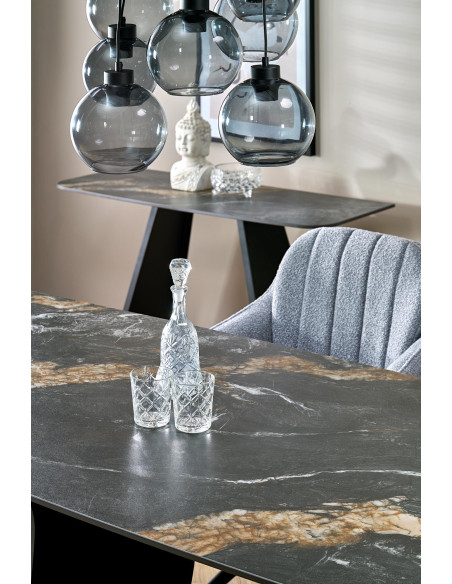 FORUM stół rozkładany, czarny marmur / czarny (3p 1szt)