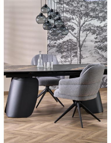 FORUM stół rozkładany, czarny marmur / czarny (3p 1szt)