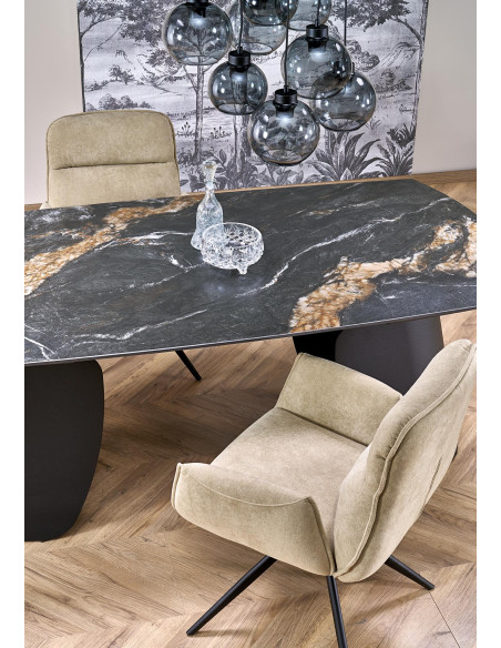 FORUM stół rozkładany, czarny marmur / czarny (3p 1szt)