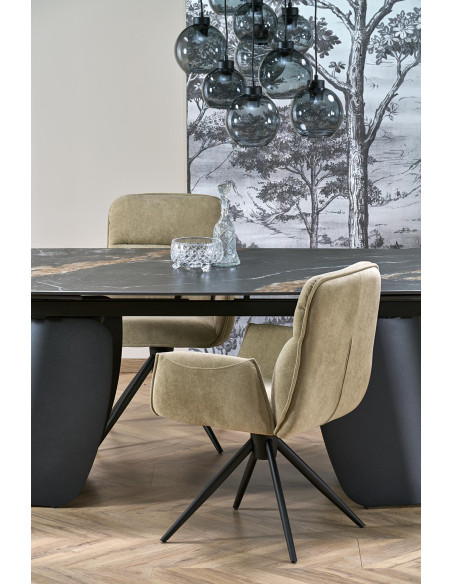 FORUM stół rozkładany, czarny marmur / czarny (3p 1szt)