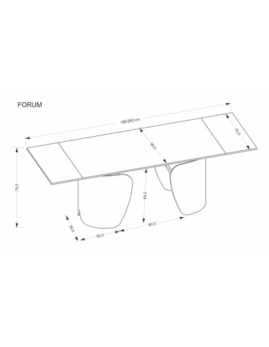 FORUM stół rozkładany, czarny marmur / czarny (3p 1szt)