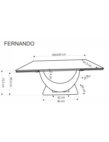 FERNANDO stół rozkładany, blat - biały marmur, nogi - czarny (3p 1szt)