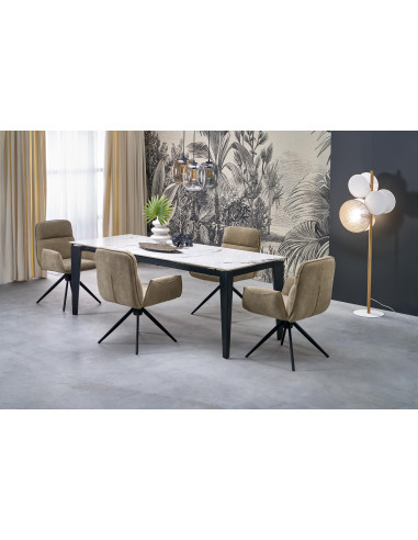 FELIX stół rozkładany, blat - biały marmur, nogi - czarny (2p 1szt)