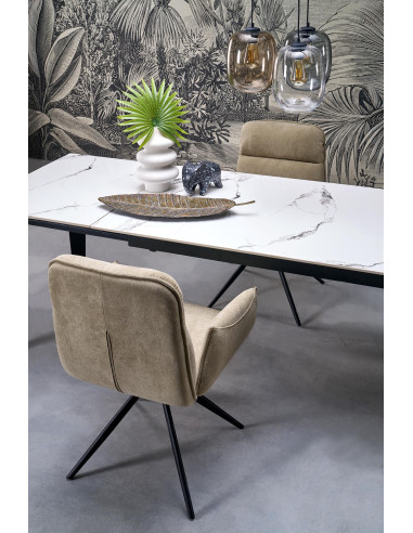 FELIX stół rozkładany, blat - biały marmur, nogi - czarny (2p 1szt)