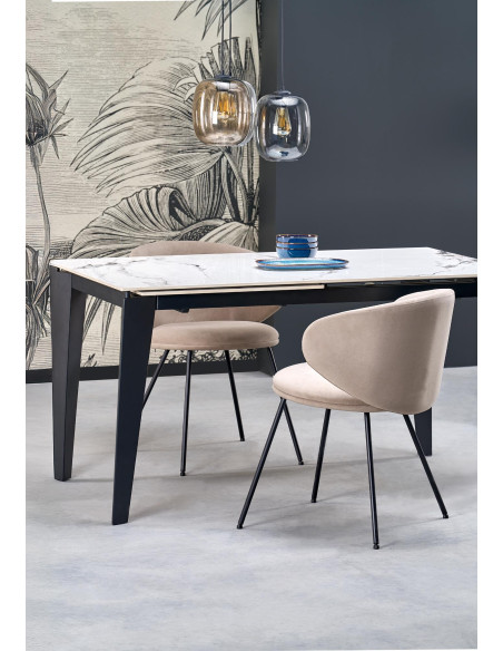 FELIX stół rozkładany, blat - biały marmur, nogi - czarny (2p 1szt)