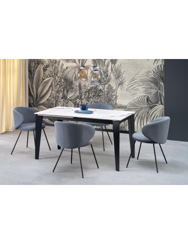 FELIX stół rozkładany, blat - biały marmur, nogi - czarny (2p 1szt)