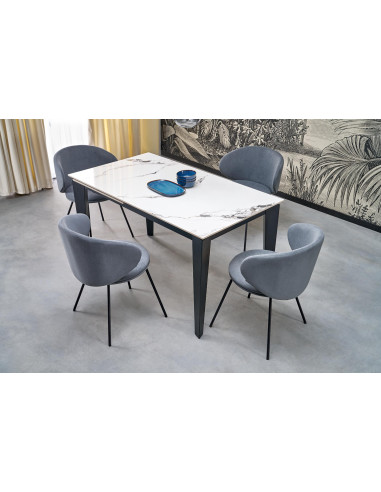 FELIX stół rozkładany, blat - biały marmur, nogi - czarny (2p 1szt)