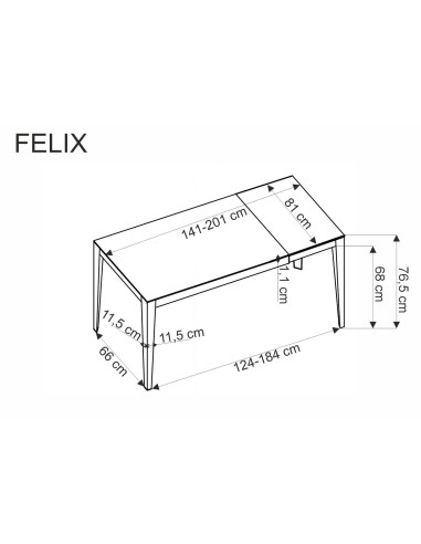 FELIX stół rozkładany, blat - biały marmur, nogi - czarny (2p 1szt)