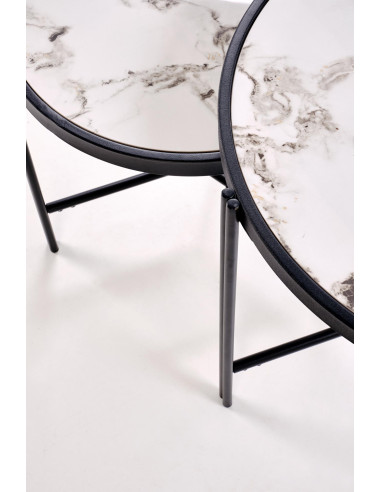 FATIMA zestaw 2 ław, biały marmur / czarny (1p 1szt)