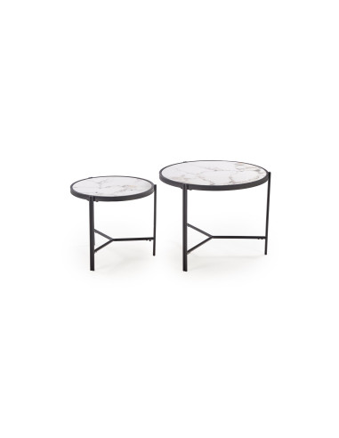 FATIMA zestaw 2 ław, biały marmur / czarny (1p 1szt)