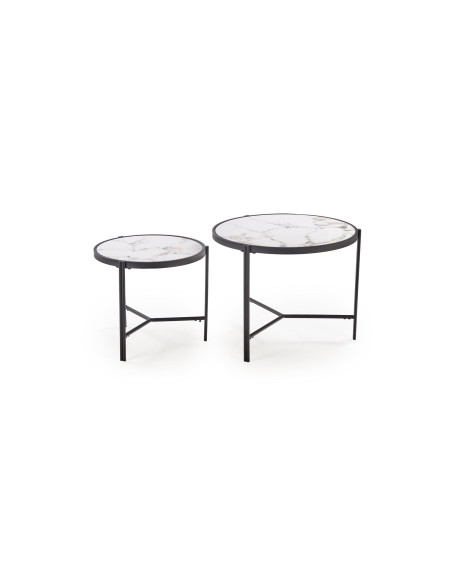 FATIMA zestaw 2 ław, biały marmur / czarny (1p 1szt)