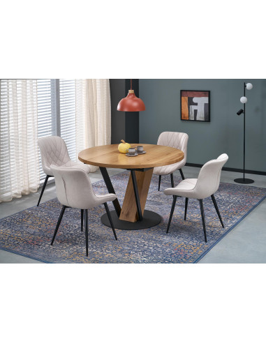 FANIS okrągły stół rozkładany, naturalny / czarny  (3p 1szt)