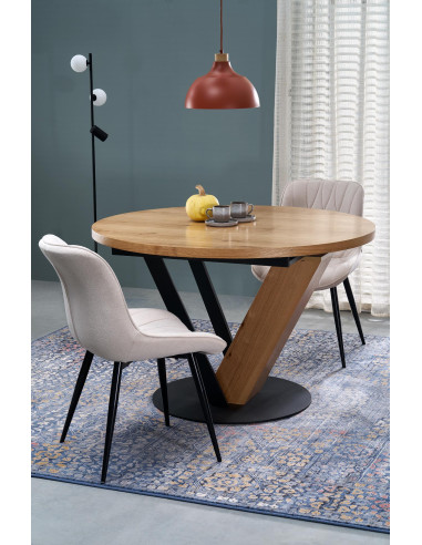 FANIS okrągły stół rozkładany, naturalny / czarny  (3p 1szt)