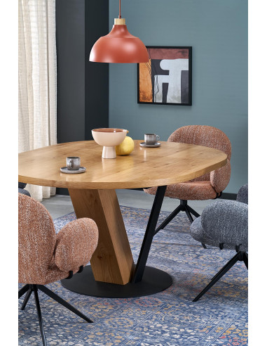 FANIS okrągły stół rozkładany, naturalny / czarny  (3p 1szt)