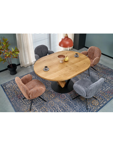 FANIS okrągły stół rozkładany, naturalny / czarny  (3p 1szt)