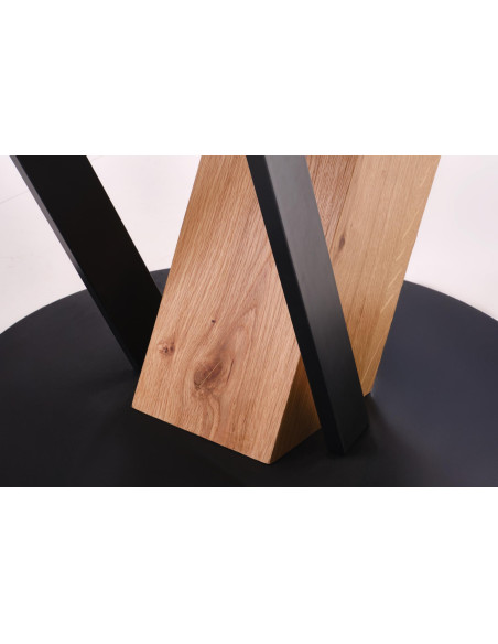 FANIS okrągły stół rozkładany, naturalny / czarny  (3p 1szt)