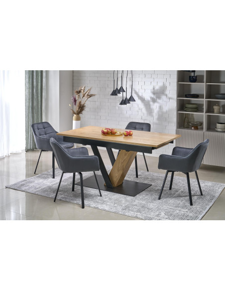 FANIS stół rozkładany, naturalny / czarny (3p 1szt)